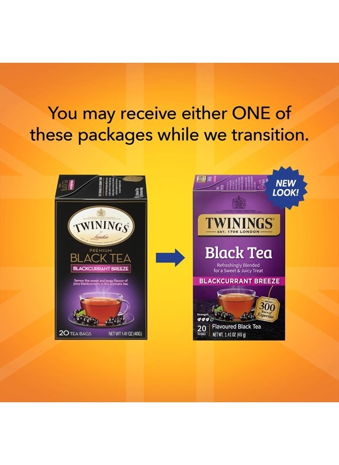 Twinings of London Premium Blackcurrant Breeze Black Tea, Strong and Distinctive Black Tea, Sweet and Tangy Black Currant Tea Taste, 20 Tea Bags  - Image 3