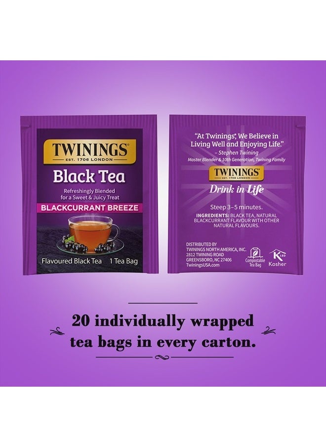 Twinings of London Premium Blackcurrant Breeze Black Tea, Strong and Distinctive Black Tea, Sweet and Tangy Black Currant Tea Taste, 20 Tea Bags  - Image 2