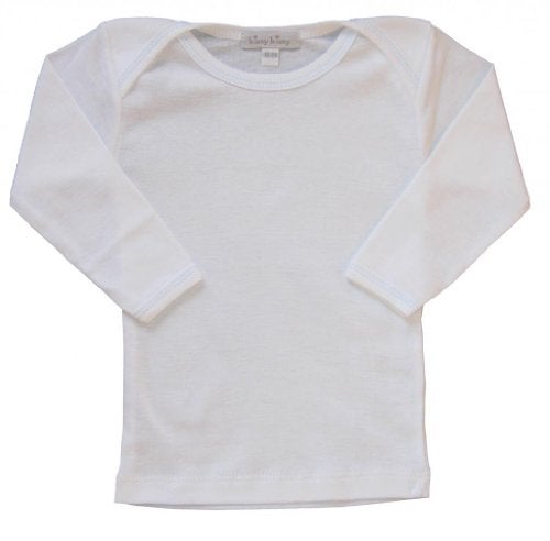 Kissy Kissy Baby Boys Rib Long Sleeve Tee Shirt-White with Light Blue-3-6 Months - Image 3