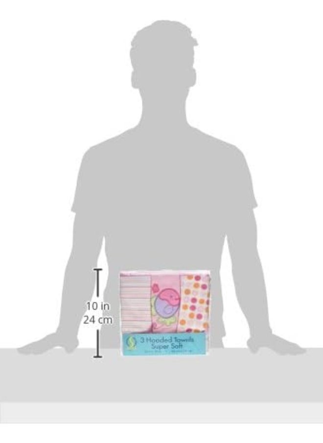 Spasilk Spasilk 3 Pack Soft Terry Hooded Towel Set, Pink  - Image 5