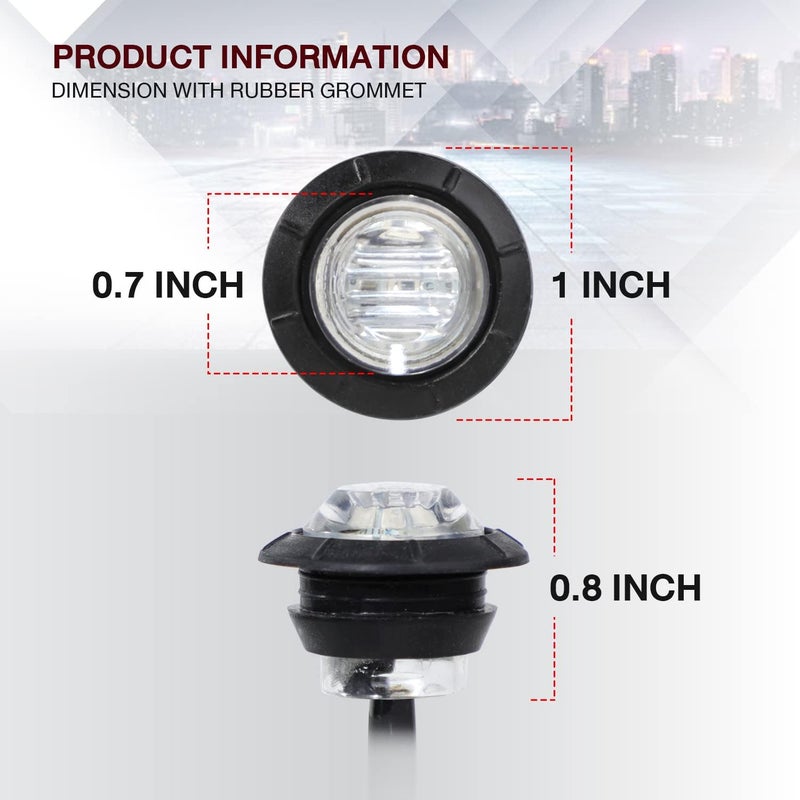 TMH 10 Pcs 3/4" Inch Mount Clear White LENS & RED LED Clearance Markers - Image 4