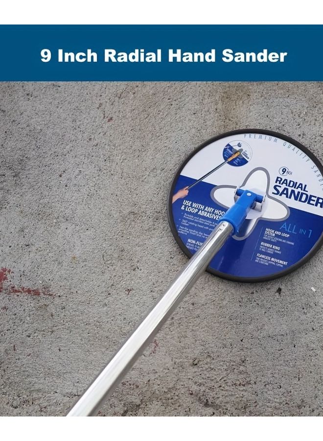 9 Inch Blue Drywall Sander With 5 Sandpaper Pads 360 Rotating Head - Image 5