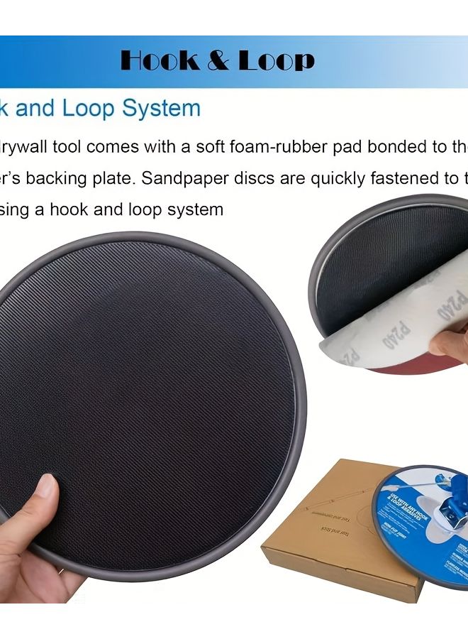 9 Inch Blue Drywall Sander With 5 Sandpaper Pads 360 Rotating Head - Image 4