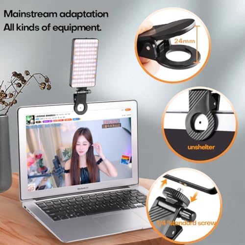 DRAVINA LED Video Light with Magnetic Absorption, Clip, Screw & Type C Cord| 90 LED Beads| 2000mAh Battery| 2500k~9000K| Dimmable & Rechargeable for Phone, Camera, Laptop, Selfie Stand - Image 4