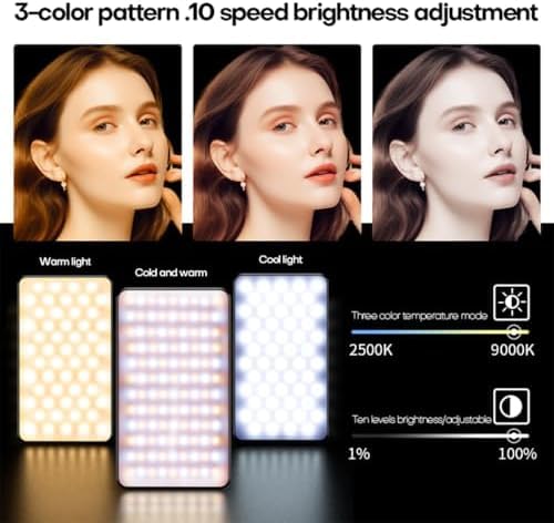 DRAVINA LED Video Light with Magnetic Absorption, Clip, Screw & Type C Cord| 90 LED Beads| 2000mAh Battery| 2500k~9000K| Dimmable & Rechargeable for Phone, Camera, Laptop, Selfie Stand - Image 2