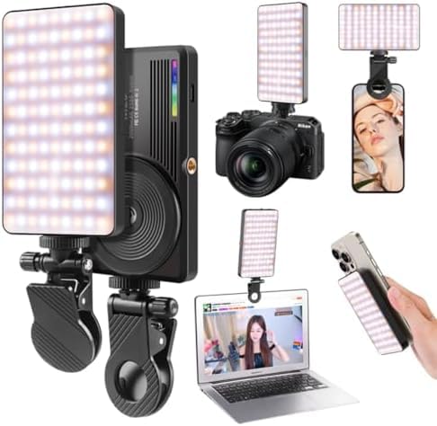 DRAVINA LED Video Light with Magnetic Absorption, Clip, Screw & Type C Cord| 90 LED Beads| 2000mAh Battery| 2500k~9000K| Dimmable & Rechargeable for Phone, Camera, Laptop, Selfie Stand - Image 1
