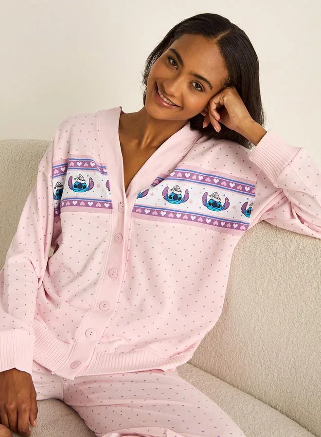 سبلاش فيڤ طقم بيجاما بطبعة ستيتش قميص بأزرار وبنطلون