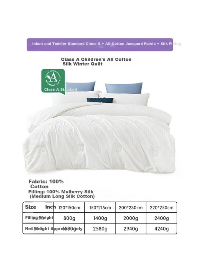 Luolaikids Jacquard Maternal And Child Class A 100% Mulberry Silk Quilt Winter Quilt 5.8kg 200*230cm White - Image 1
