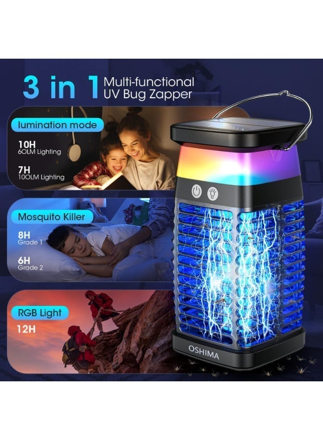 OSHIMA Electric Bug Zapper 4200V Portable & Rechargeable Solar Bug Zapper Mosquito Zapper, Electric Fly Zapper with 4000mAh Battery&Night Light, Cordless Insect Zapper for Outdoor Patio Porch Backyard - Image 5