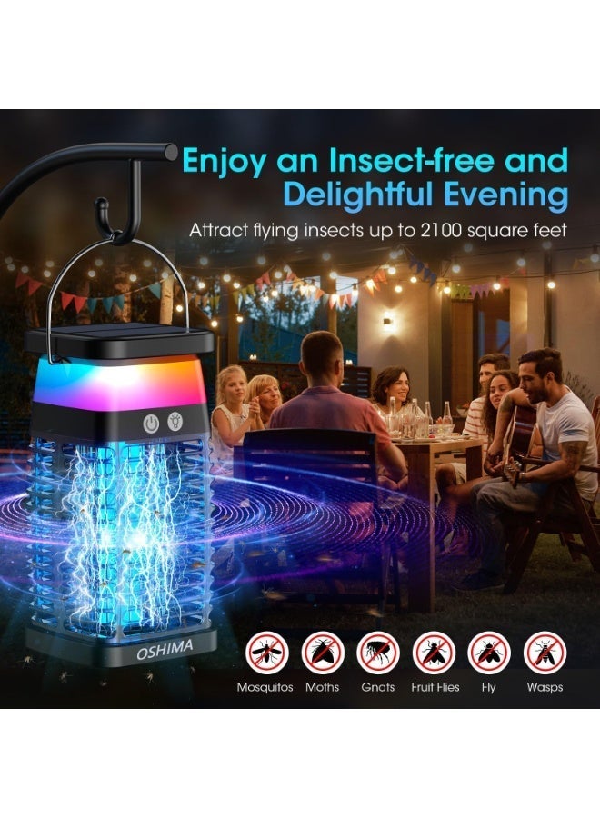 OSHIMA Electric Bug Zapper 4200V Portable & Rechargeable Solar Bug Zapper Mosquito Zapper, Electric Fly Zapper with 4000mAh Battery&Night Light, Cordless Insect Zapper for Outdoor Patio Porch Backyard - Image 4