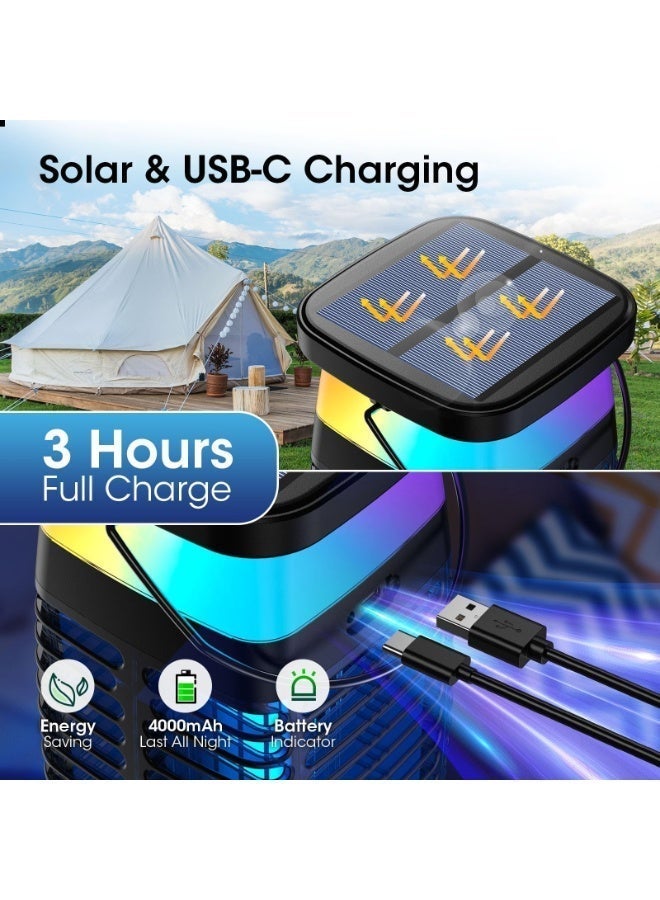 OSHIMA Electric Bug Zapper 4200V Portable & Rechargeable Solar Bug Zapper Mosquito Zapper, Electric Fly Zapper with 4000mAh Battery&Night Light, Cordless Insect Zapper for Outdoor Patio Porch Backyard - Image 3