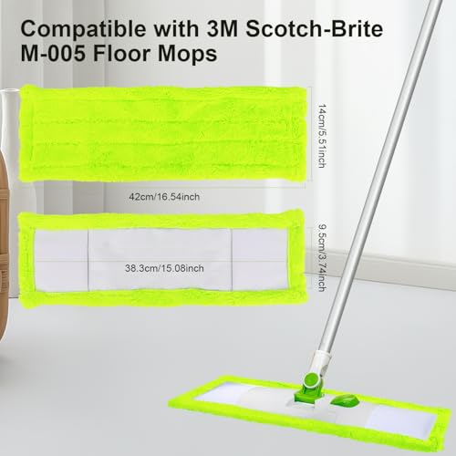 SavStor وسادات ممسحة ميكروفايبر قابلة للتبديل متوافقة مع ممسحات الأرضية 3 M ScotchBrite M005 قابلة لإعادة الاستخدام مجموعة 4 قطع باللون الأخضر - Image 5