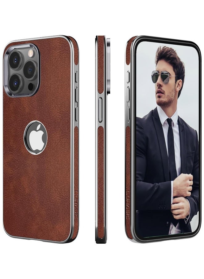 حافظة جلدية لـ iPhone 15 Pro Max، حافظة أعمال فاخرة من PU مع فتحة شعار، حافظة رجالية رفيعة ذات تصميم عالي الجودة مع قبضة مضادة للانزلاق. - Image 1