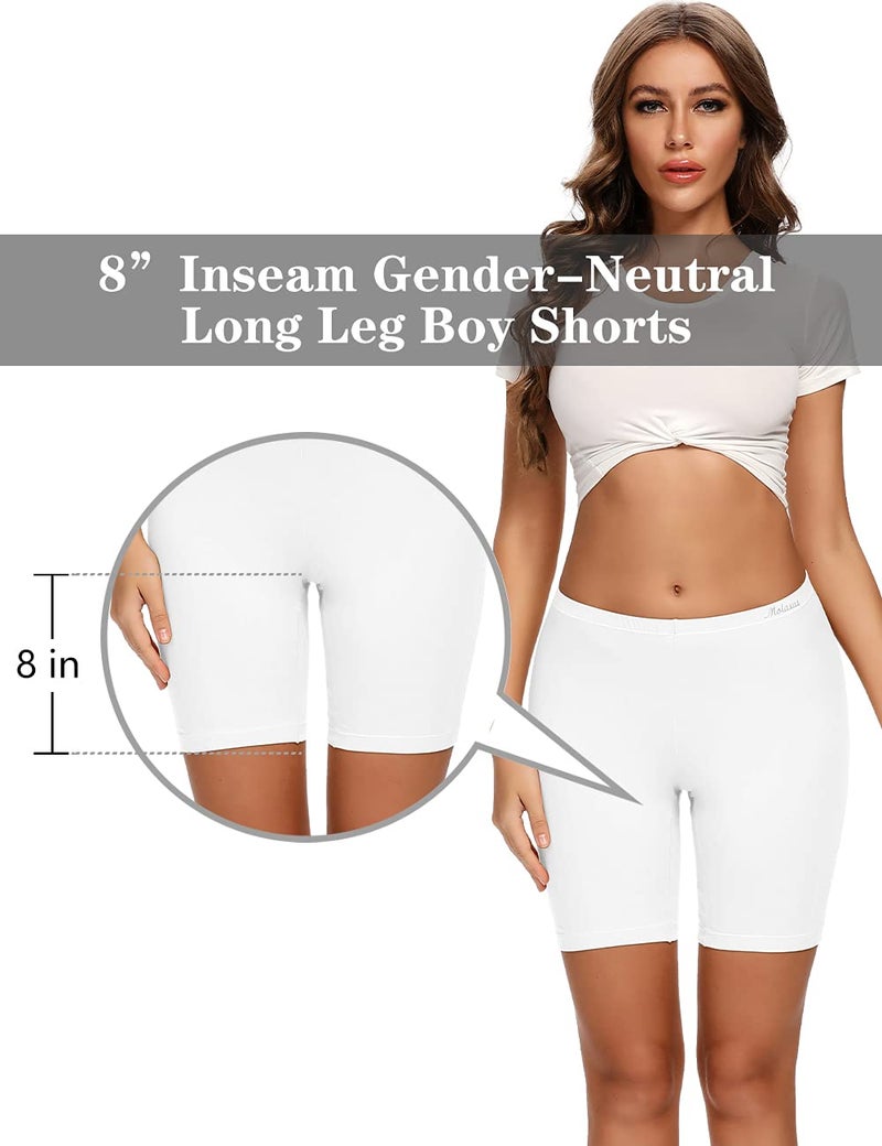 Molasus Womens Cotton Boxer Shorts Underwear Anti Chafing Bike Shorts(Regular & Plus Size), White, XX-Large - Image 3