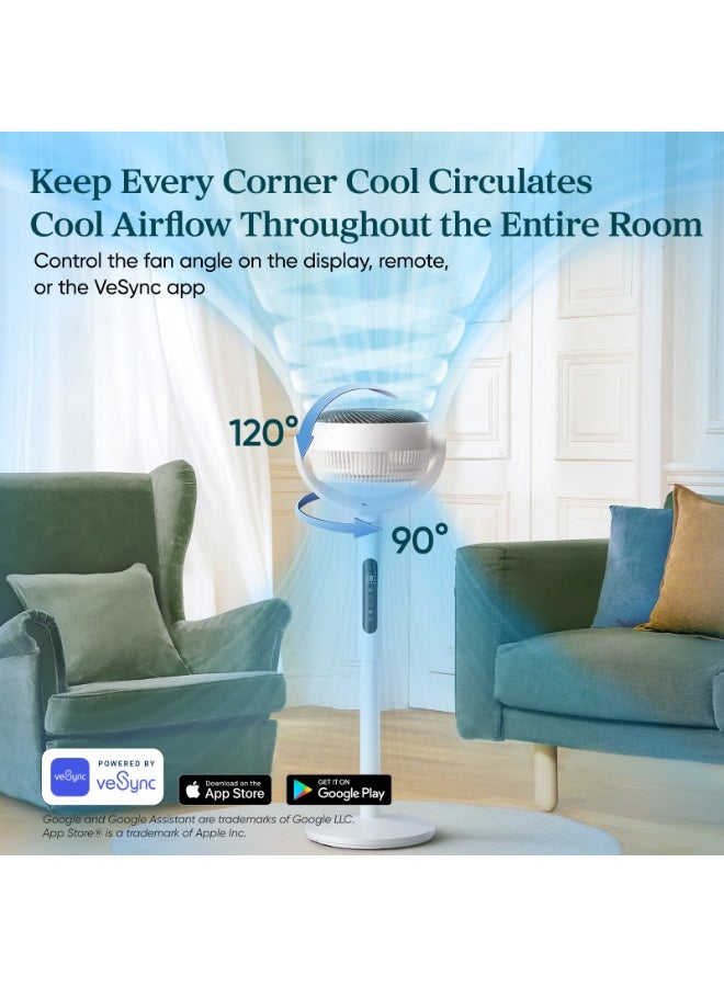 Levoit 20dB Quiet Smart Pedestal Fans for Bedroom, 950CFM Ultra-High Airflow, 12H Timer with WiFi/Voice/Remoter, 43'' Auto 120°+90° Oscillating Standing Fan, 12 Speeds, 4 Modes, DC Motor 25 W ‎LPF-R432S-WAE white - Image 5