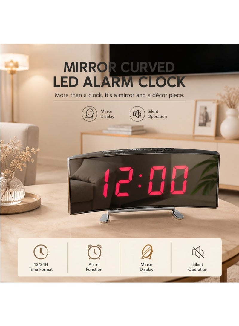 كروني ساعة منبه رقمية LED من Crony 6507 - مزيج مثالي بين التكنولوجيا القديمة والتصميم الحديث في لمسة نهائية أنيقة على شكل مرآة لغرفة النوم والمكتب - Image 1