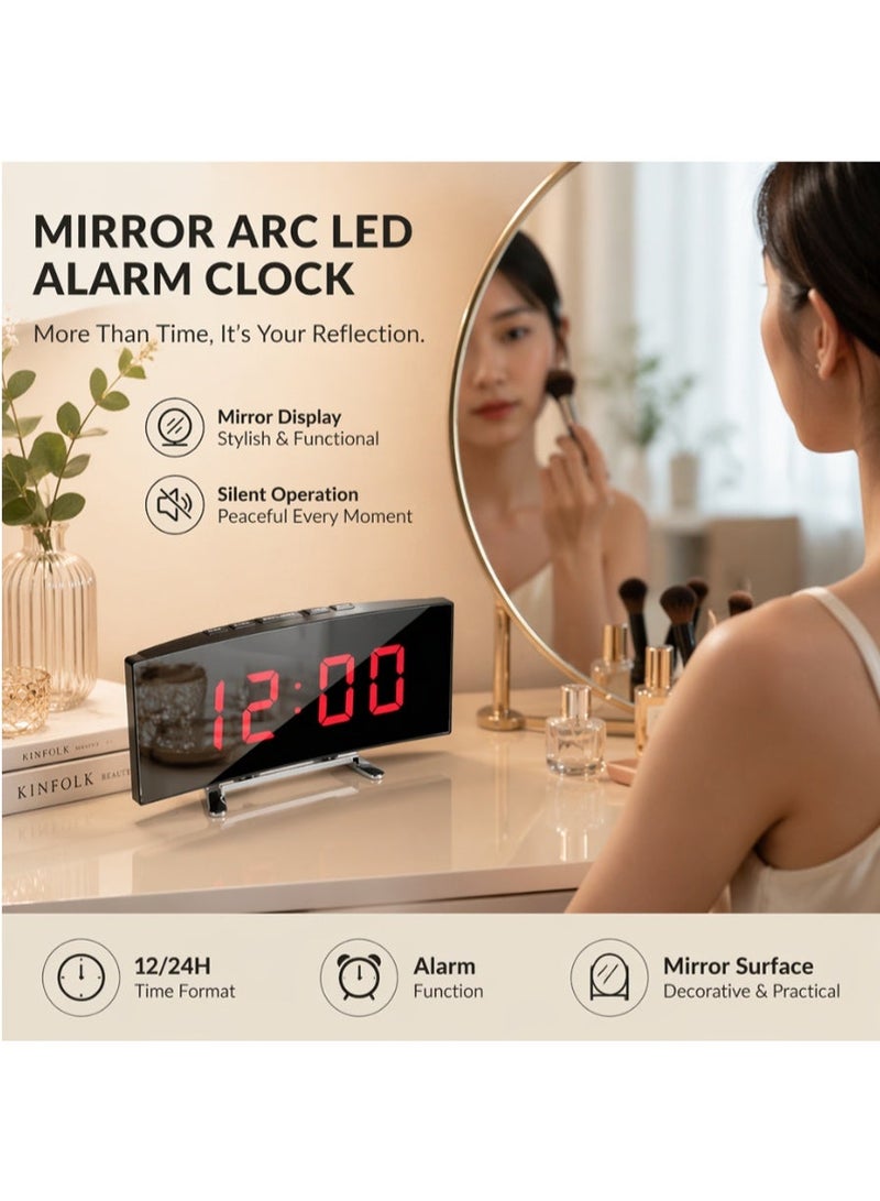 كروني ساعة منبه رقمية LED من Crony 6507 - مزيج مثالي بين التكنولوجيا القديمة والتصميم الحديث في لمسة نهائية أنيقة على شكل مرآة لغرفة النوم والمكتب - Image 2