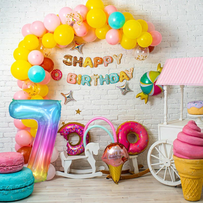 PatiCool 40 Inch Rainbow Number Balloon 7, Large Number Foil Balloons Mylar for Girl Boy Birthday Party Celebration Decorations Supplies, Digital Balloons for Wedding Anniversary Events Decorations - Image 4