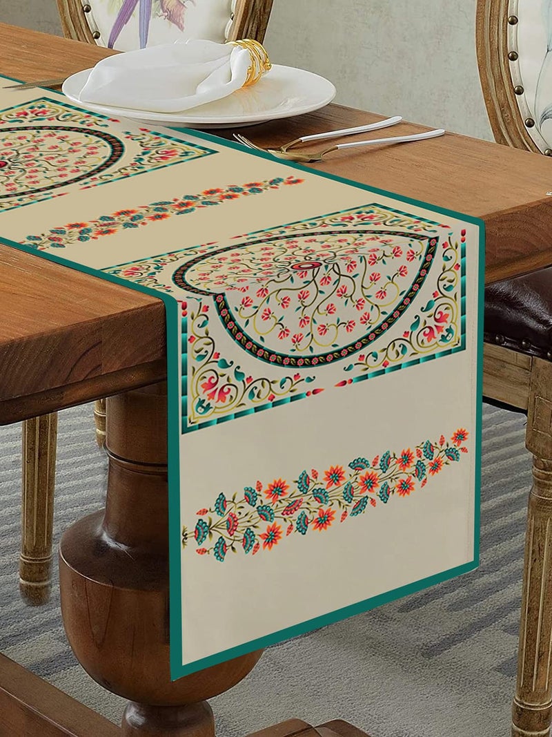 homewards Charbagh Table Runner Oil Water Repellant Size 325x180 cm