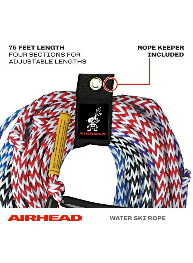 Airhead حبل تزلج على الماء 4 أقسام للتزلج على الماء وواك بورد وكين بورد أسود - Image 3