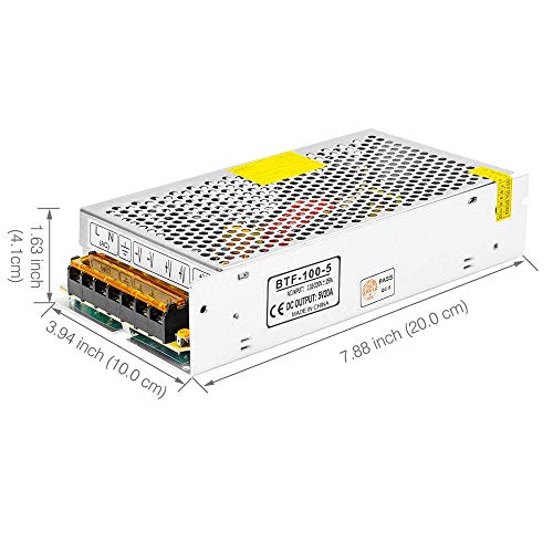 BTF-LIGHTING AC100-240V to DC5V20A Max100W Switching Power Supply Device Transformer Adapter Converter for LED Strip/String/LED Matrix,CCTV Camera,Security System,Radio,Cats - Image 1