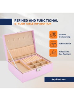 AC&L AC&L Jewelry Organizer Box For Girls And Women, PU Leather 2 Layer Jewellery Storage Box Case For Earing, Necklace, Bracelet, Rings And Accessories (Pink)  - Image 3