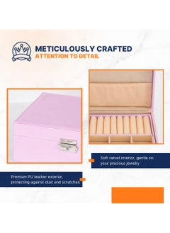 AC&L AC&L Jewelry Organizer Box For Girls And Women, PU Leather 2 Layer Jewellery Storage Box Case For Earing, Necklace, Bracelet, Rings And Accessories (Pink)  - Image 4