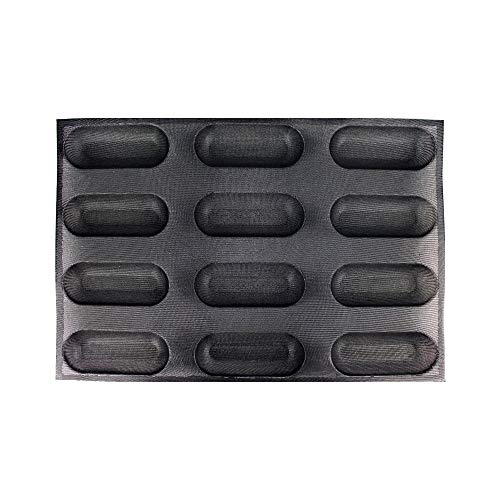 FETESUR Hot Dog Molds Non Stick Bread Loaf Molds Baguette Pan Food Grade Silicone Bread Baking Mold 12 Loaf 40 x 60 for making Bread - Image 1