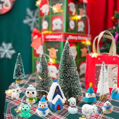 Suartus Christmas Miniature Figurines - 46 Winter Mini Resin Animal Figurines Tiny Christmas Figures Model Statue Ornaments for Xmas Fairy Garden Moss Landscape Potted Plant Snow Globes Home Decor - Image 4