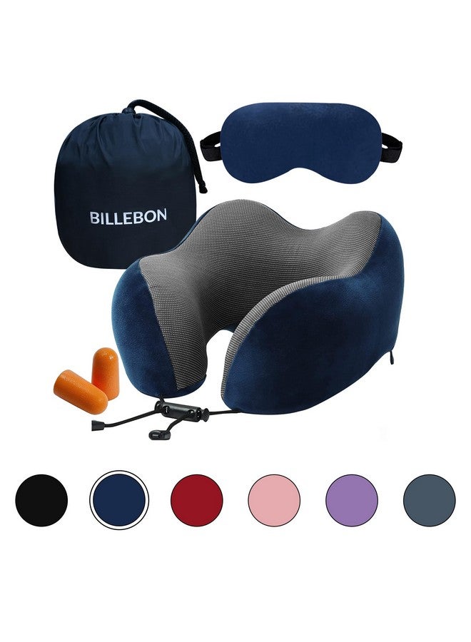 Billebon Extra Soft Memory Foam Luxury Travel Neck Support Rest Pillow with Soft Eyemask Carry Bag Ear Plugs Multipurpose Comfortable Travel Pillow Combo - Image 1