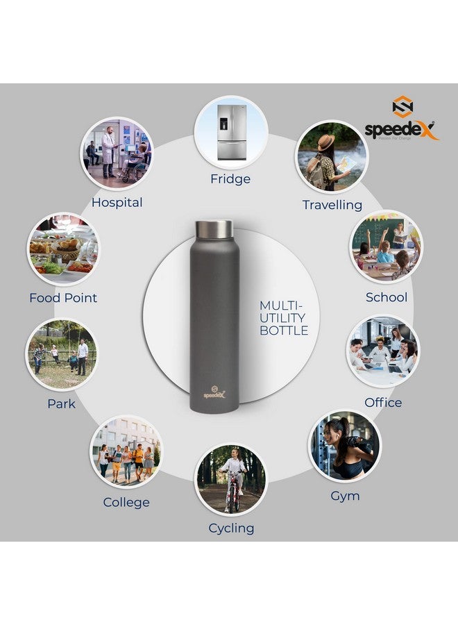 Speedex Stainless Steel Water Bottle 1 Ltr For Kids, Boys, Girls, 1 Litre Bottles for Gym, Sports, Fridge Use, School & Office (Steel Cap - Set of 1, Dark Grey) - Image 5