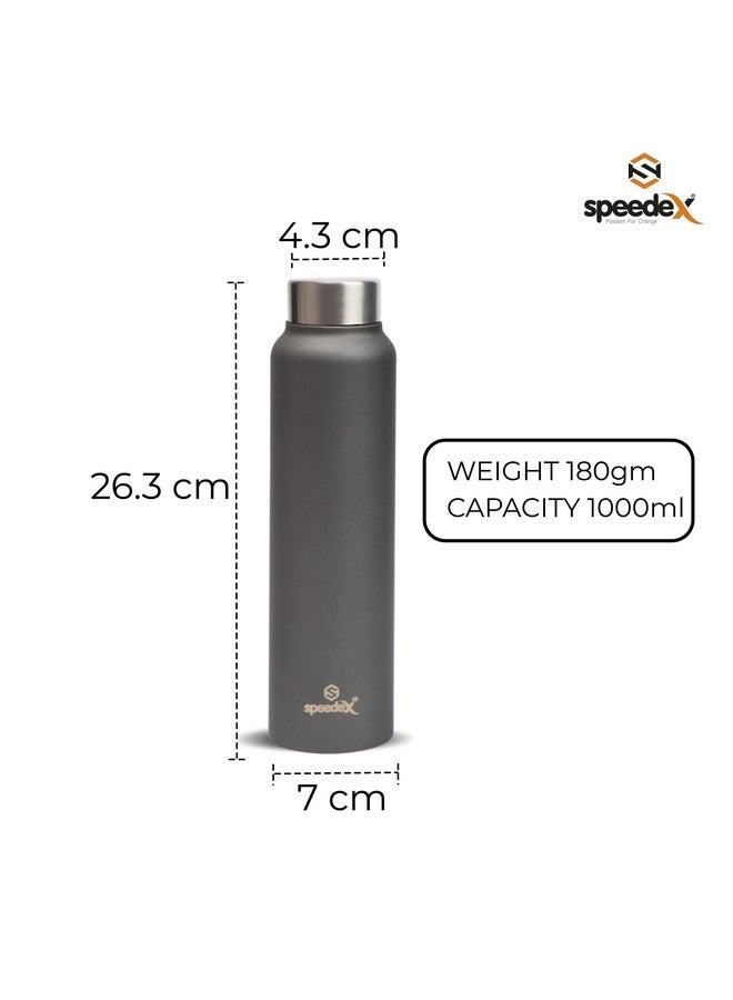 Speedex Stainless Steel Water Bottle 1 Ltr For Kids, Boys, Girls, 1 Litre Bottles for Gym, Sports, Fridge Use, School & Office (Steel Cap - Set of 1, Dark Grey) - Image 2