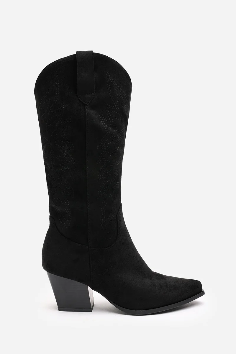 ويرز ذات فروم Yasmine Calf Cowboy Boots Block Heel Western Embroidered
