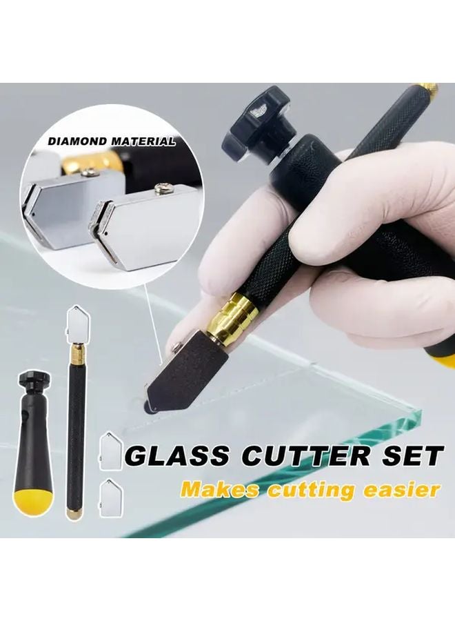 3 في 1 قاطع زجاج يدوي بمتداول ماسي وقاعدة قابلة للتعديل - Image 2