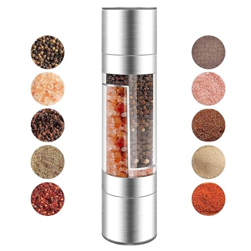 KINTEGOOD 2-in-1 Stainless Steel Salt and Pepper Grinder Set, Double Head Manual Mill, Refillable - Image 1