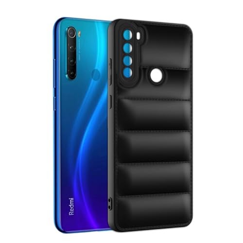 Plus Puffer Case Camera Protection Soft Back Cover for Redmi Note 8 - Black - Image 3