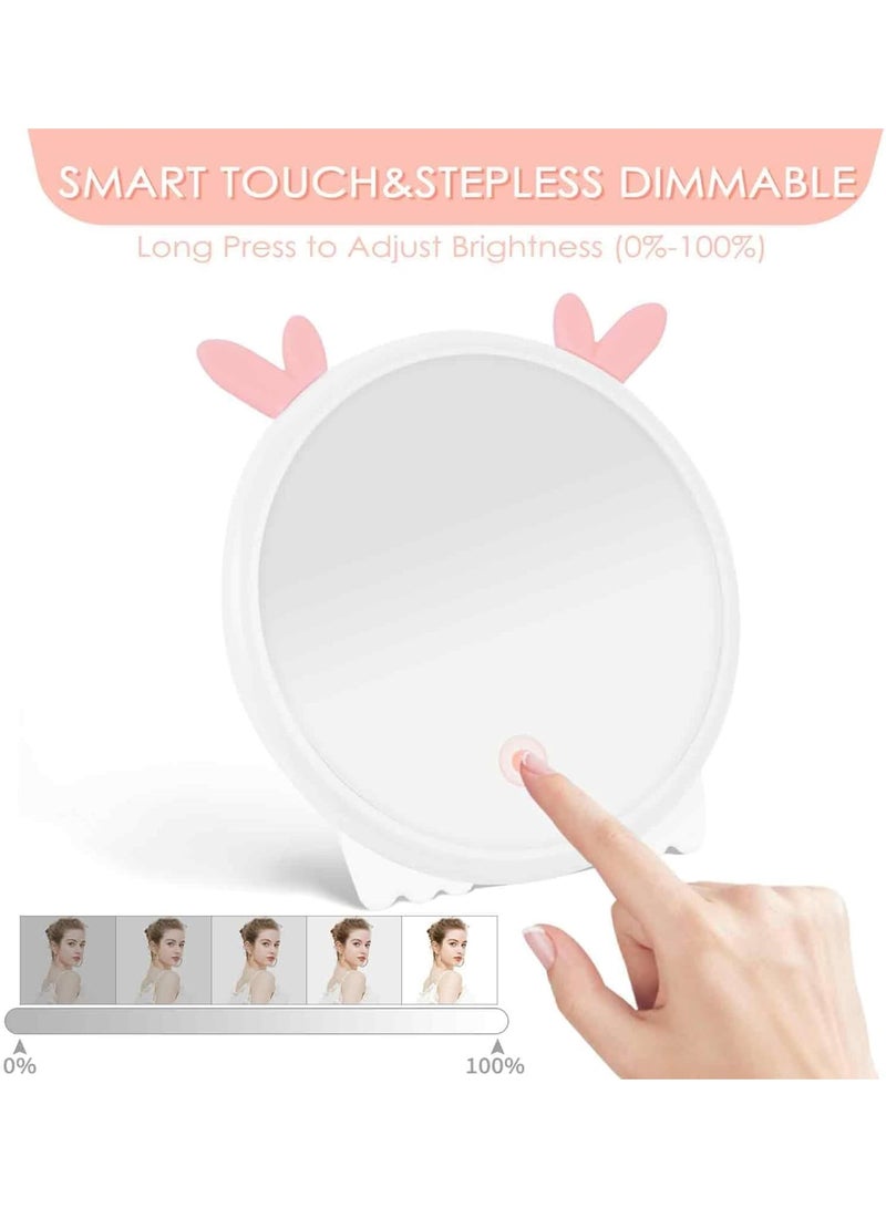 KASTWAVE Portable Lighted Vanity Mirror for Travel, Round with 3 Light Settings, 36 LEDs, Touch-Controlled Dimmable Light, 360° Swivel, for On-the-Go Makeup, Home Use, Gifts for Women and Girls  - Image 5