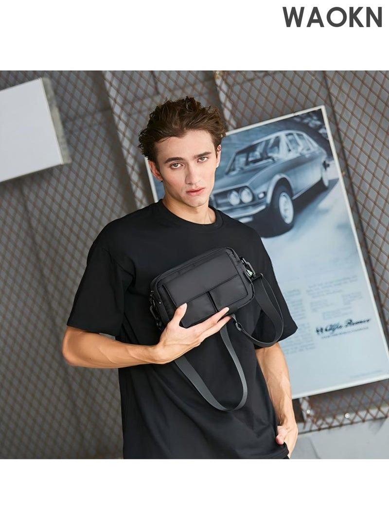 WAOKN Fashionable Sling Bag , Crossbody Bag for Men and Women Waterproof Sling Backpack , Hiking Daypack Multipurpose Anti-theft Cross Body , Chest Bag for Out door Sports , waterproof material , unisex ,black . - Image 2