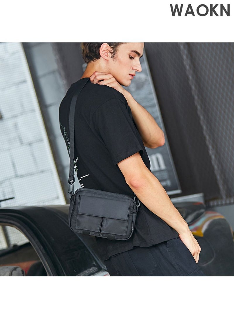 WAOKN Fashionable Sling Bag , Crossbody Bag for Men and Women Waterproof Sling Backpack , Hiking Daypack Multipurpose Anti-theft Cross Body , Chest Bag for Out door Sports , waterproof material , unisex ,black . - Image 3