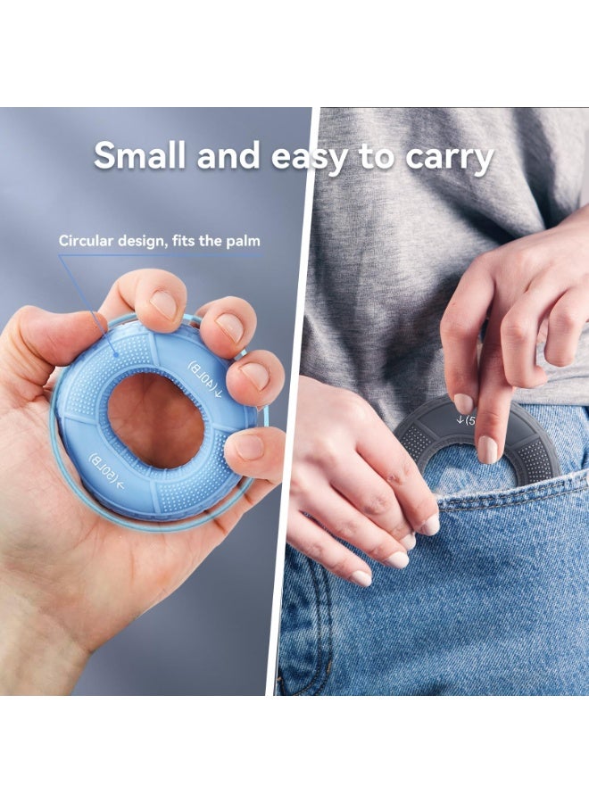 ZNARO 3 PCS Hand Grip Strengthener, Silicone Fingers Exerciser, 5 Levels Adjustable Resistance 20-60 lbs, for Muscle Training, Rock Climbing, Rehabilitation, Wrist & Forearm Trainer, Stress Relief - Image 4