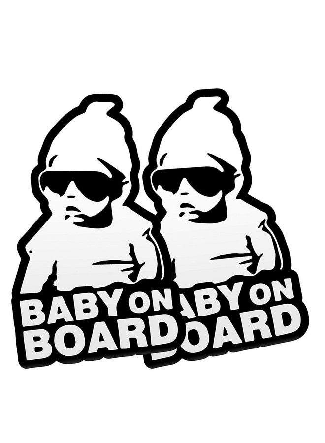 FINENIC Baby On Board Sticker For Cars (2 Pcs) Baby On Board Sign Decal No Need For Suction Cup Or Magnets Strong Adhesiveremovablereflectivewaterproof - Image 1