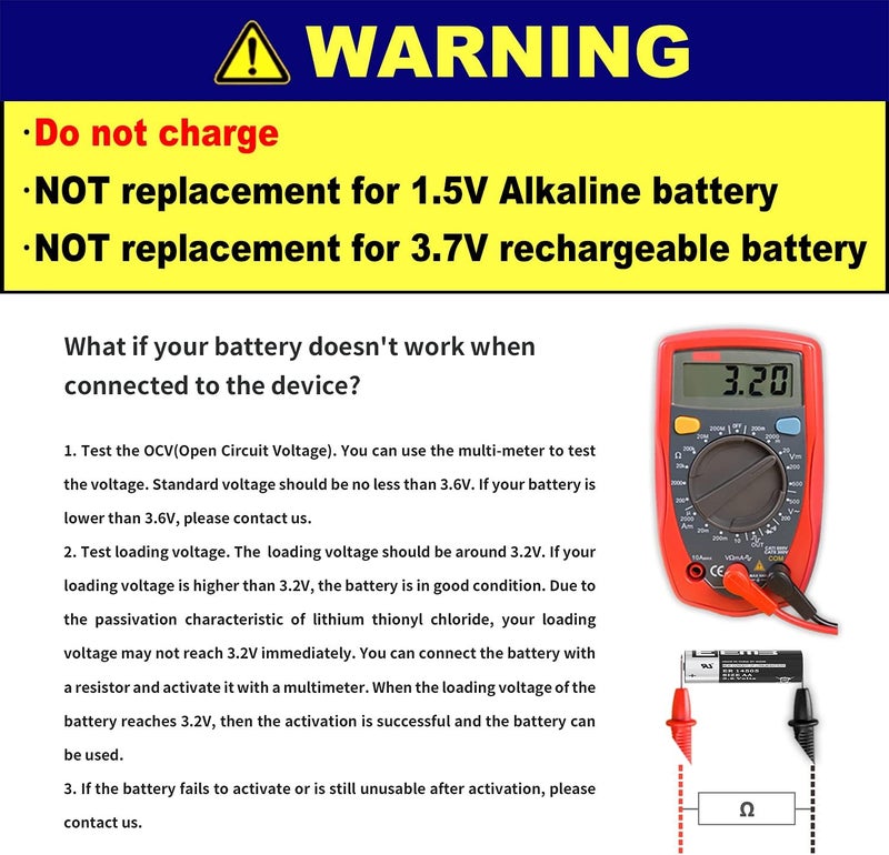 EEMB بطارية ليثيوم ER14505 AA 3.6V 2700mAh Li-SOCL₂ غير قابلة للشحن SB-AA11 LS14500 TL-5903 SL-360 ER14500 لعدادات المياه والكهرباء والغاز ومعدات PLC وأجهزة المرافق، بطارية عامة احتياطية (4) - Image 3