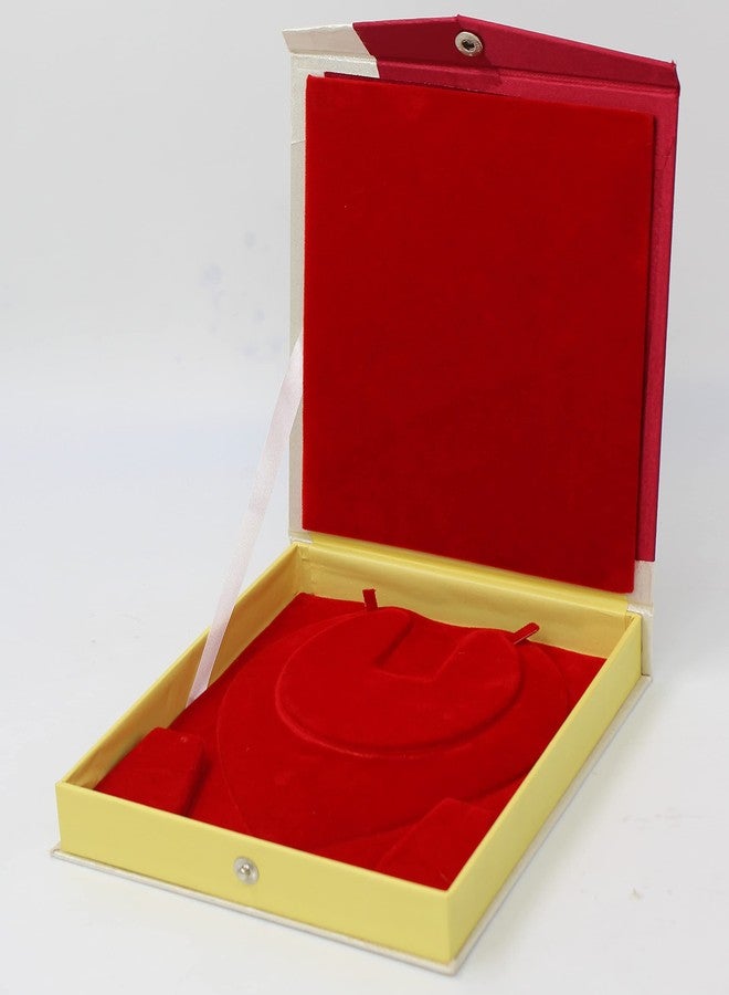 LUCES Satin Necklace Pendant Earring Ring Bracelet Pearl Storage Holder Display Box for Wedding Engagement Anniversary Women And Girls Cream - Image 2