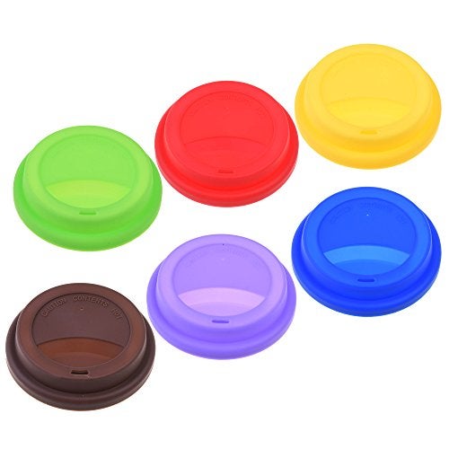 CM COSMOS Pack of 6 Anti-Dust Spill Proof Silicone Replacement Coffee Mug Lids Cover, Cup Lid Cover - Image 1