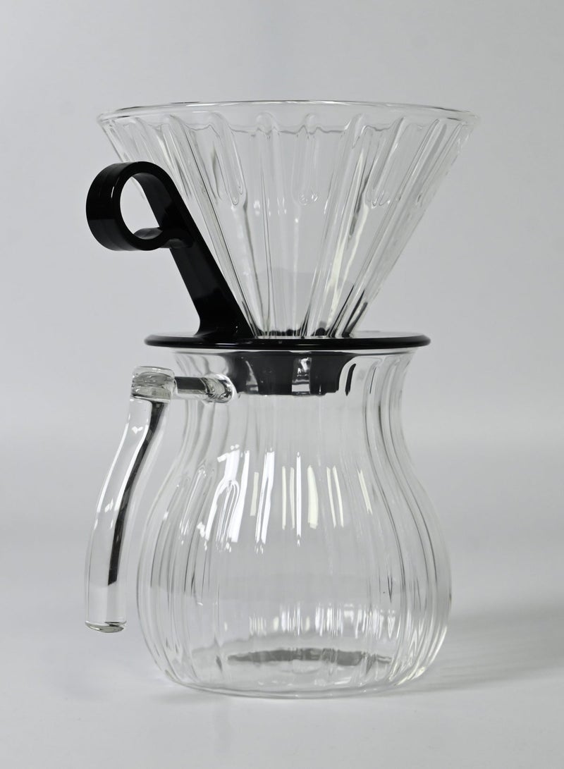 EqiEch V60 Pour Over Coffee Maker Set,600ML Coffee Server With Glass Coffee Dripper, 2 IN 1 Hand Drip Coffee Set Home Or Office,1-4  CUPS - Image 3