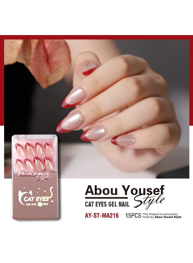 Abou Yousef Style Cat Eyes Gel nail 15PCS with double face - Image 1