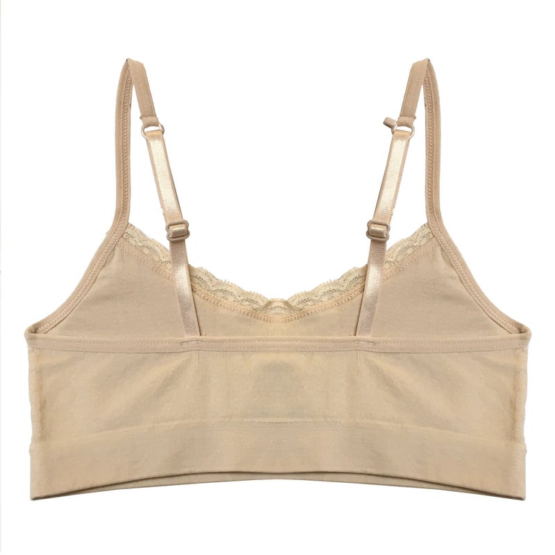 Popular Girls Training Bra Pack â€“ Crop Cami Training Bras for Girls. Seamless Bra Removable Padding Lace Trim M - Image 3