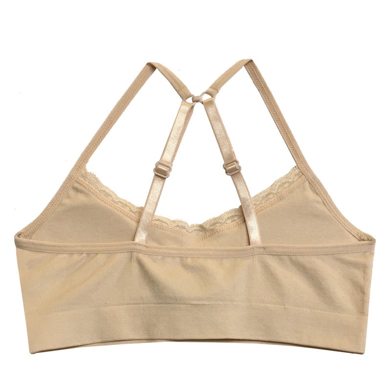 Popular Girls Training Bra Pack â€“ Crop Cami Training Bras for Girls. Seamless Bra Removable Padding Lace Trim M - Image 2