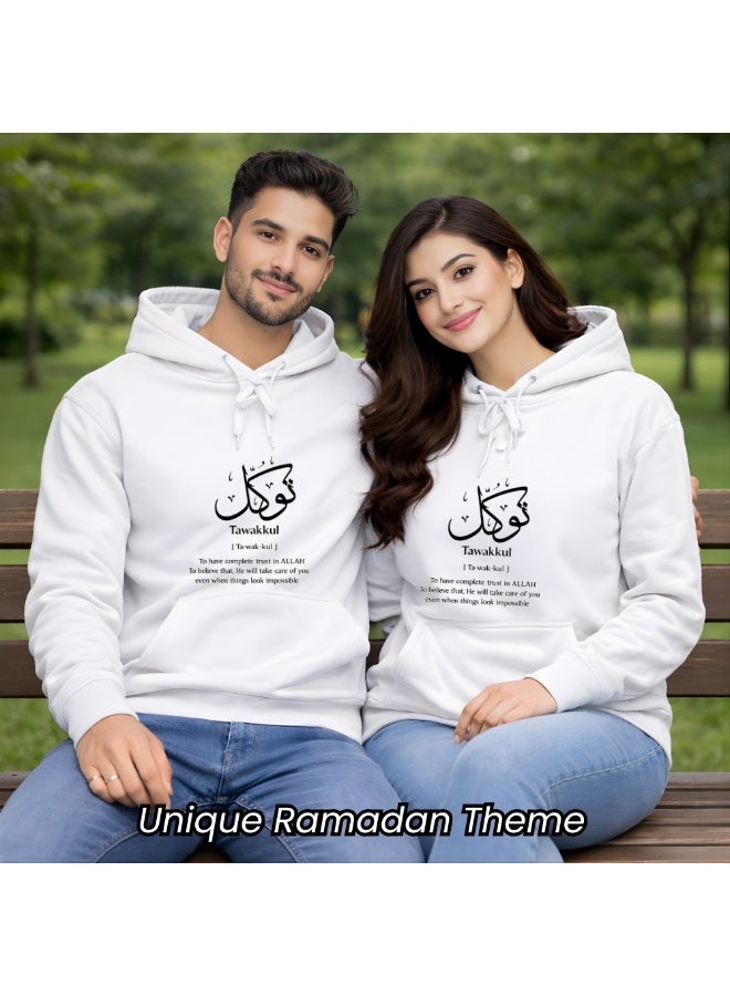 برينت شوب فور مي هودي رمضان مبارك لكل من الرجال والنساء - بلوفر قطني ناعم - كم طويل مع جيوب برباط وجيوب كانجارو - مثالي للسفر - Image 4