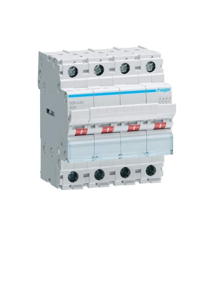 Hager Hager SBN441N/SBN440 4Pole 40A Isolator Modular Break Switch  - Image 1